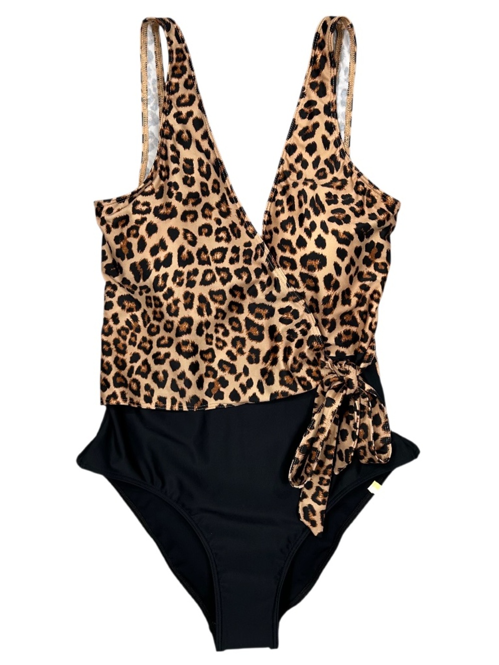 Summersalt NWT The Perfect Wrap Leopard Black One Piece Swimsuit Size 8
